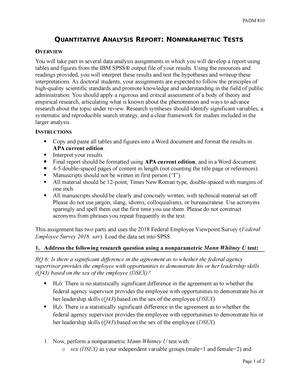 Quantitative Analysis Report Structure of Assignments - PADM810 - LU ...