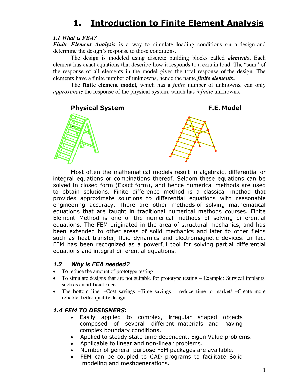 Introduction To Finite Element Analysis - 1. Introduction To Finite ...