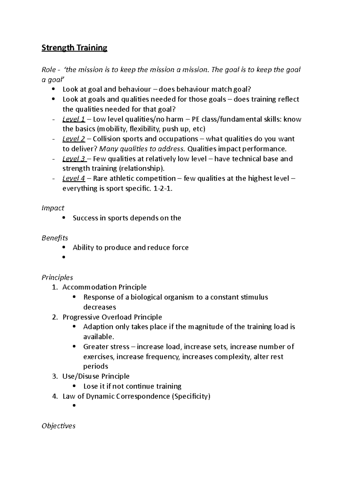Strength Training - Strength Training Role - ‘the mission is to keep ...