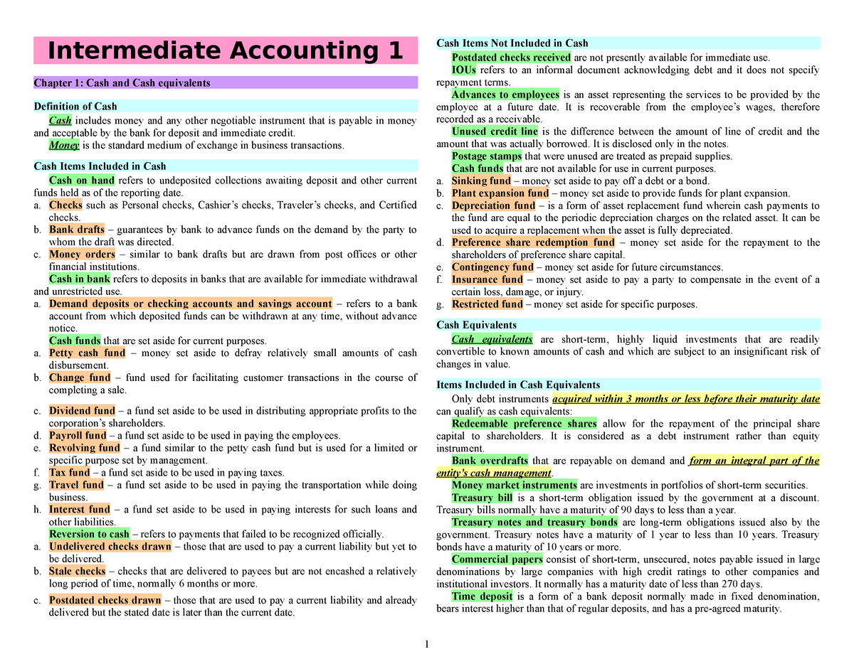 Intermediate Accounting 1 Notes - Intermediate Accounting 1 Chapter 1 ...