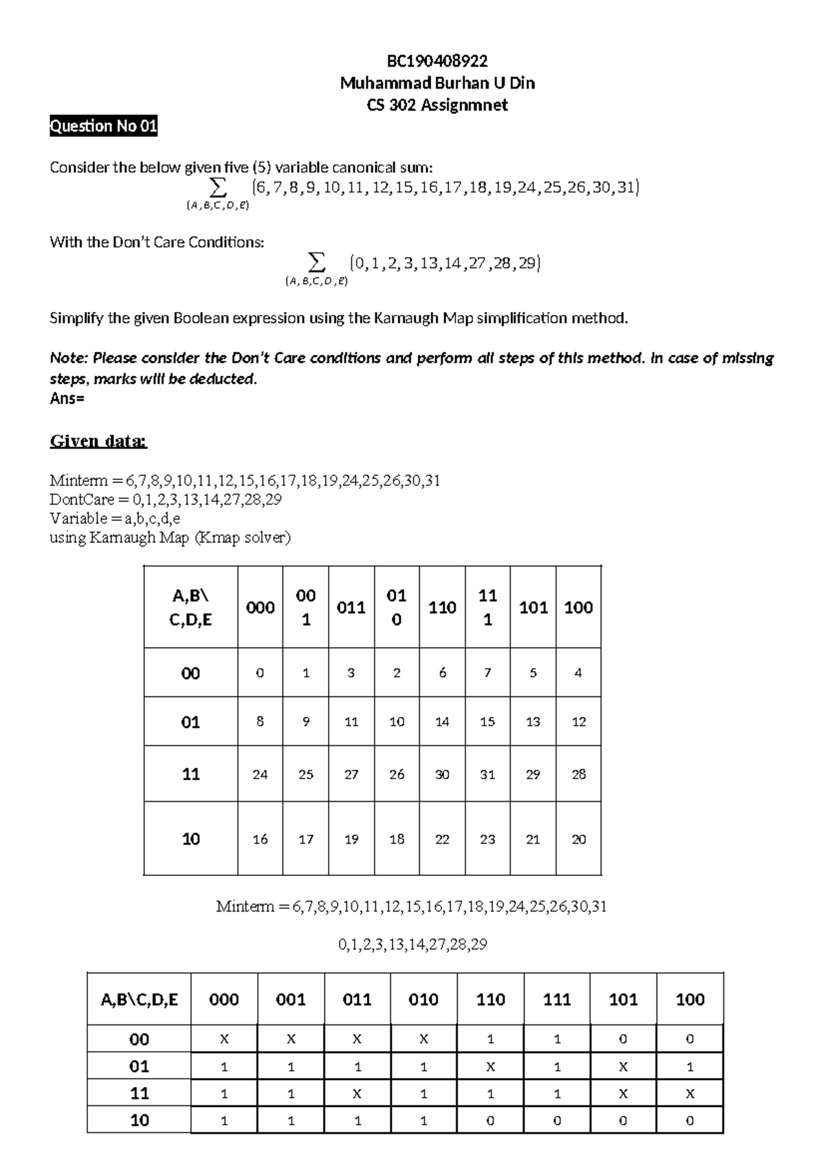 Cs302 Assignment 1 2024 - BC Muhammad Burhan U Din CS 302 Assignmnet ...