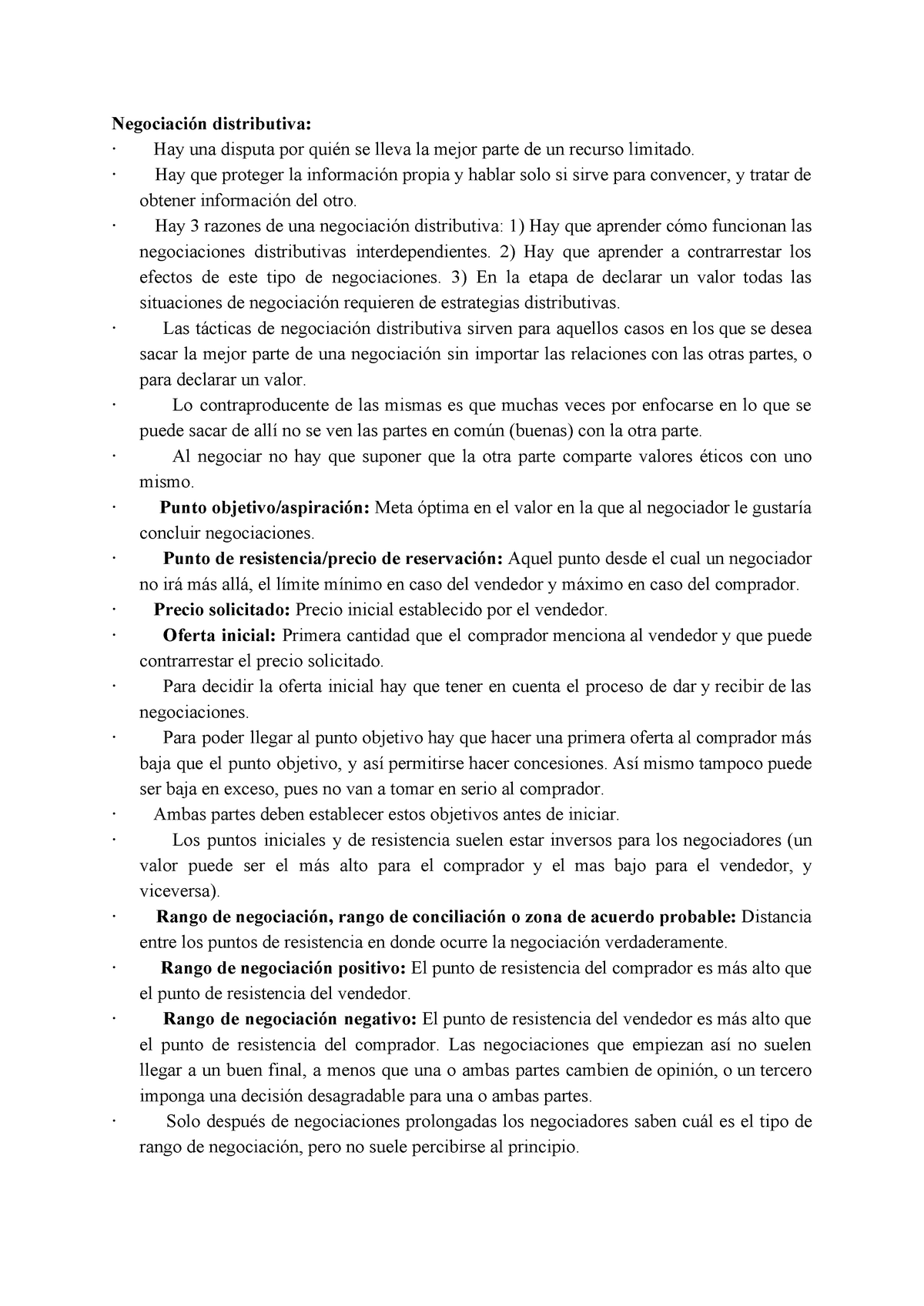 Negociación distributiva - Negociación distributiva: · Hay una disputa por  quién se lleva la mejor - Studocu