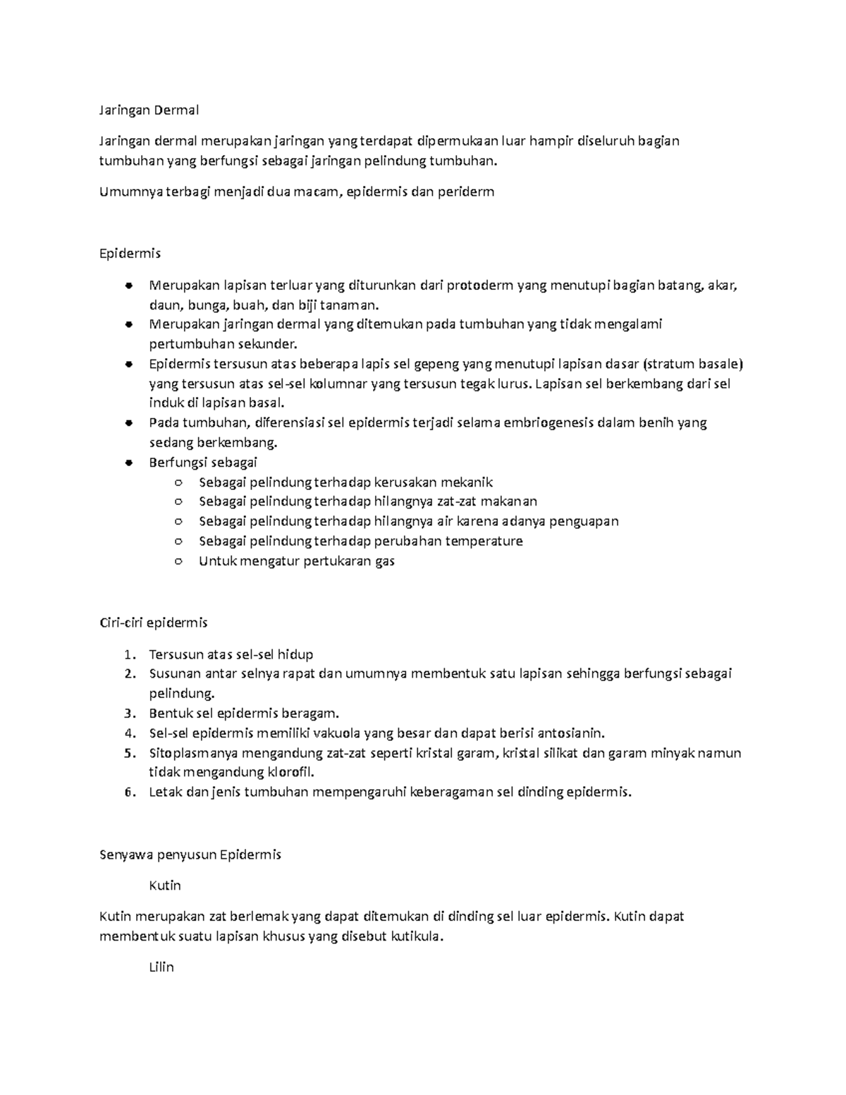 Anatomi tumbuhan Jaringan Dermal - Jaringan Dermal Jaringan dermal