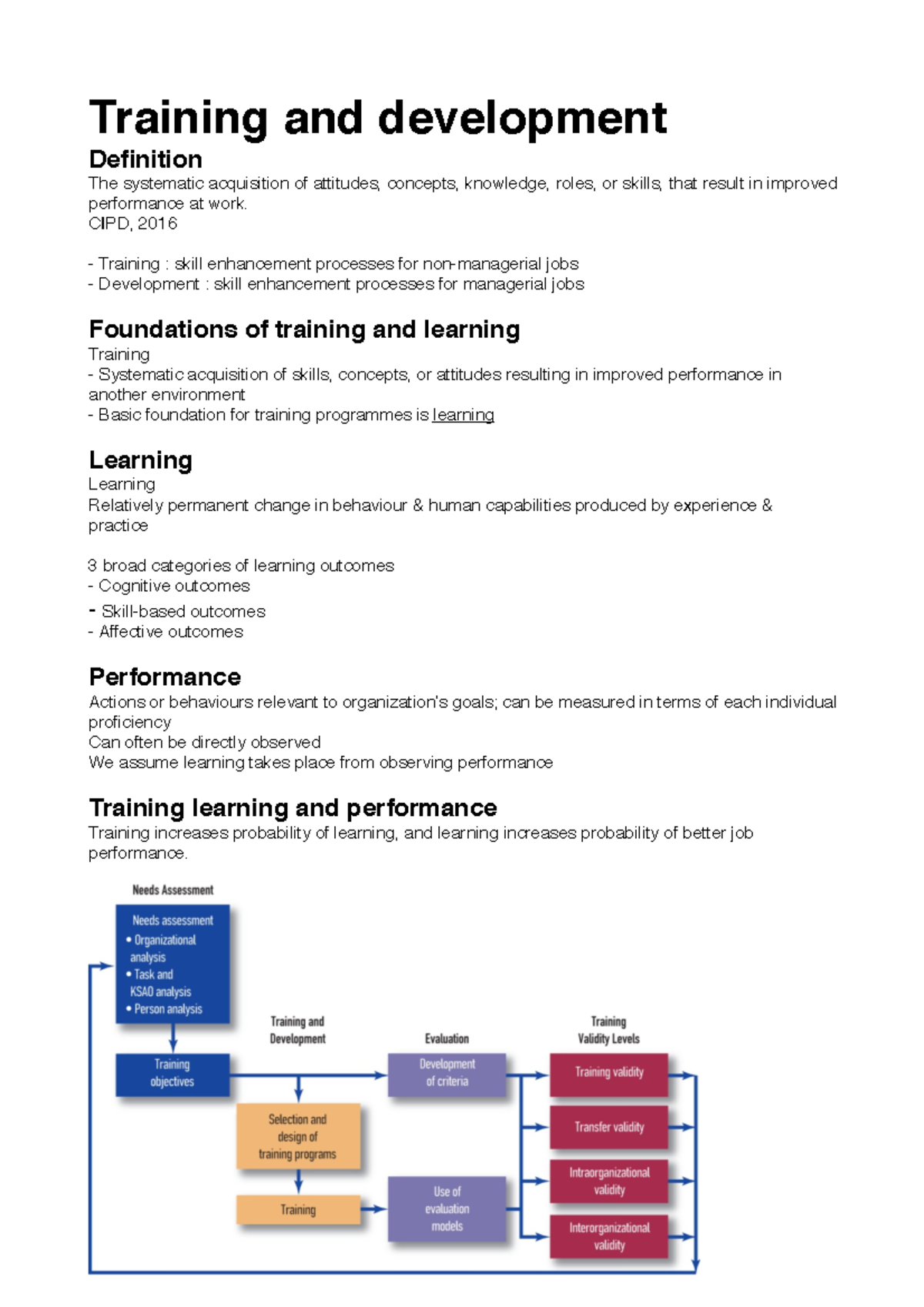 Lecture 9 notes - Training and development Definition The systematic ...