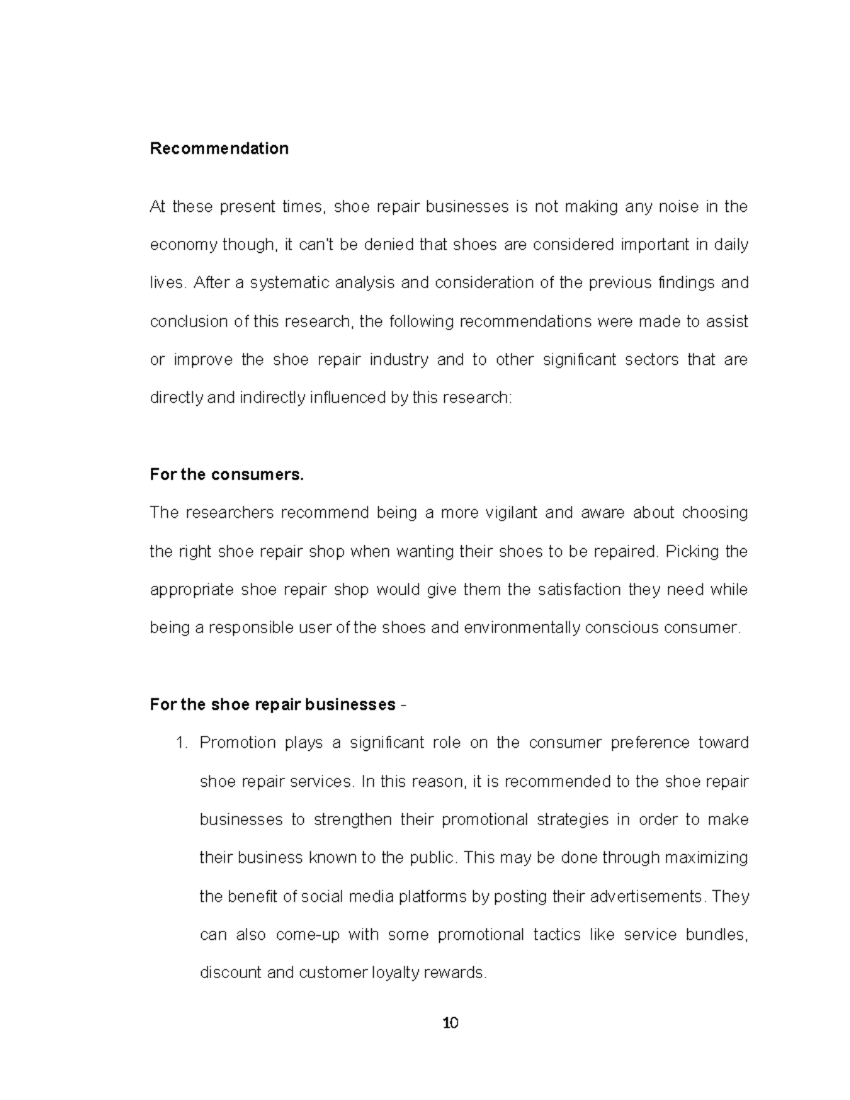 Recommendation - After a systematic analysis and consideration of the ...