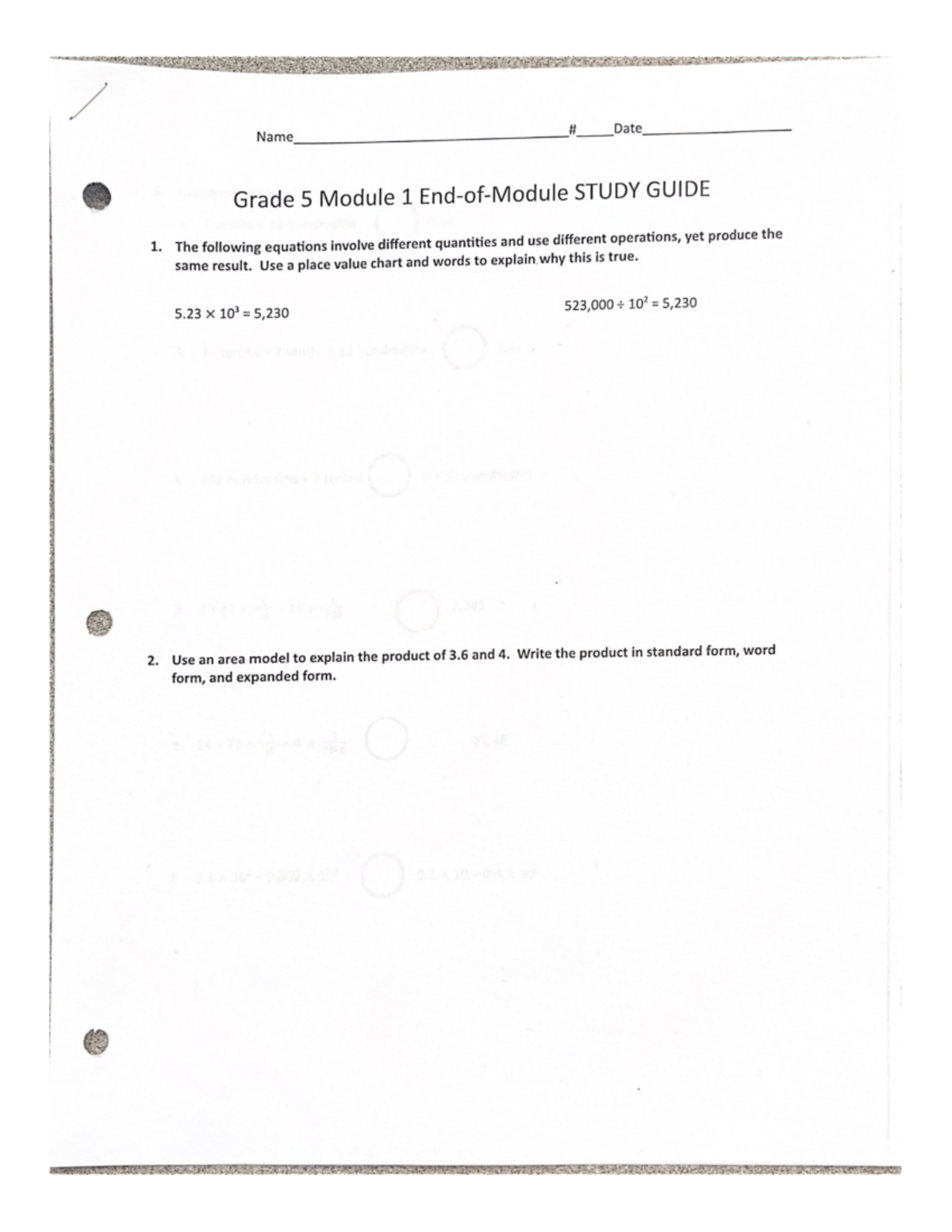Carter Mcgee - Module 1 End-of-Module Study Guide - Name Date Grade 5 ...