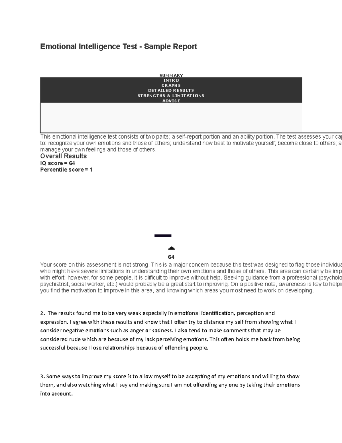 EQ Assignment org theory - Emotional Intelligence Test - Sample Report ...