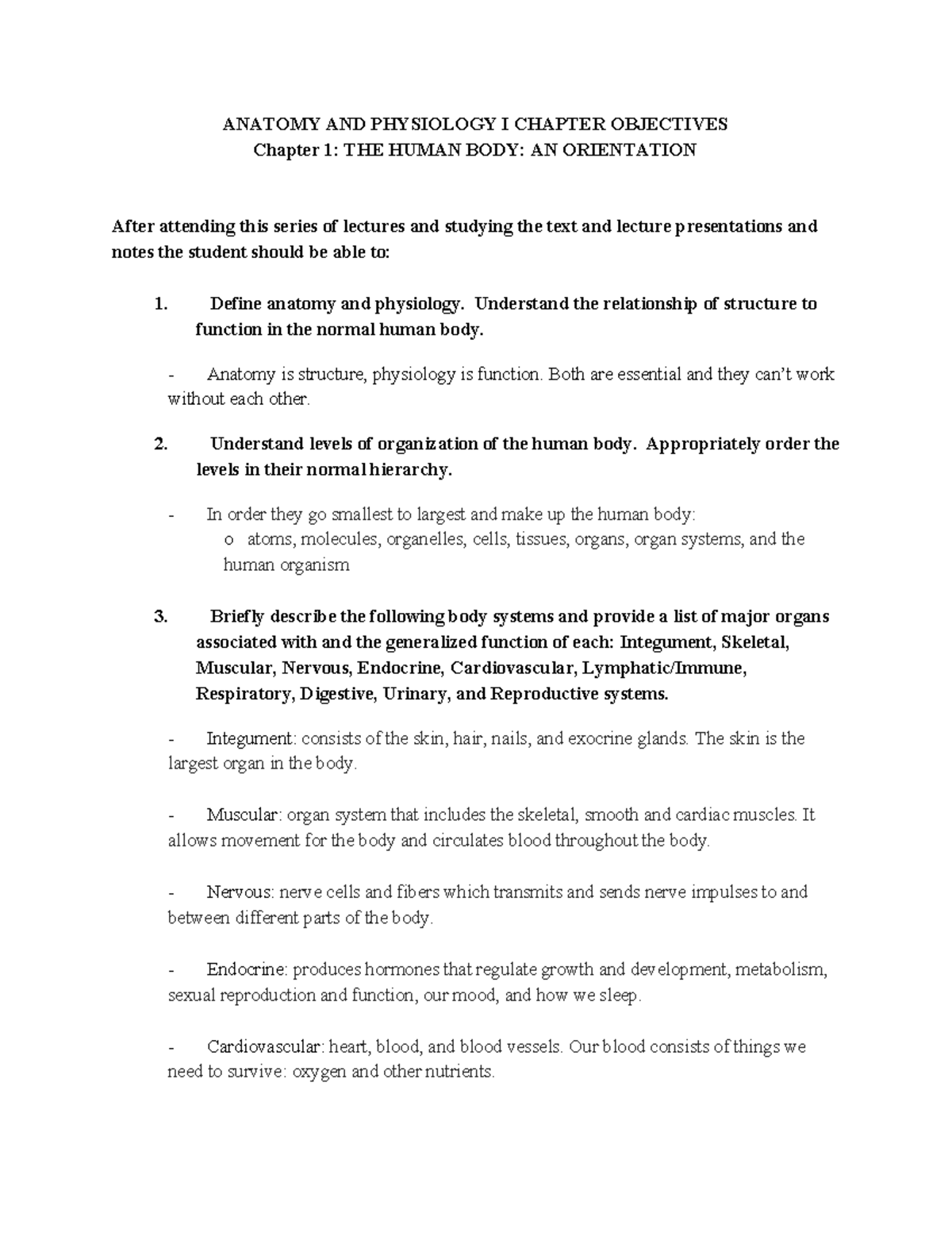 ANATOMY AND PHYSIOLOGY COURSE OBJECTIVES visual data 6