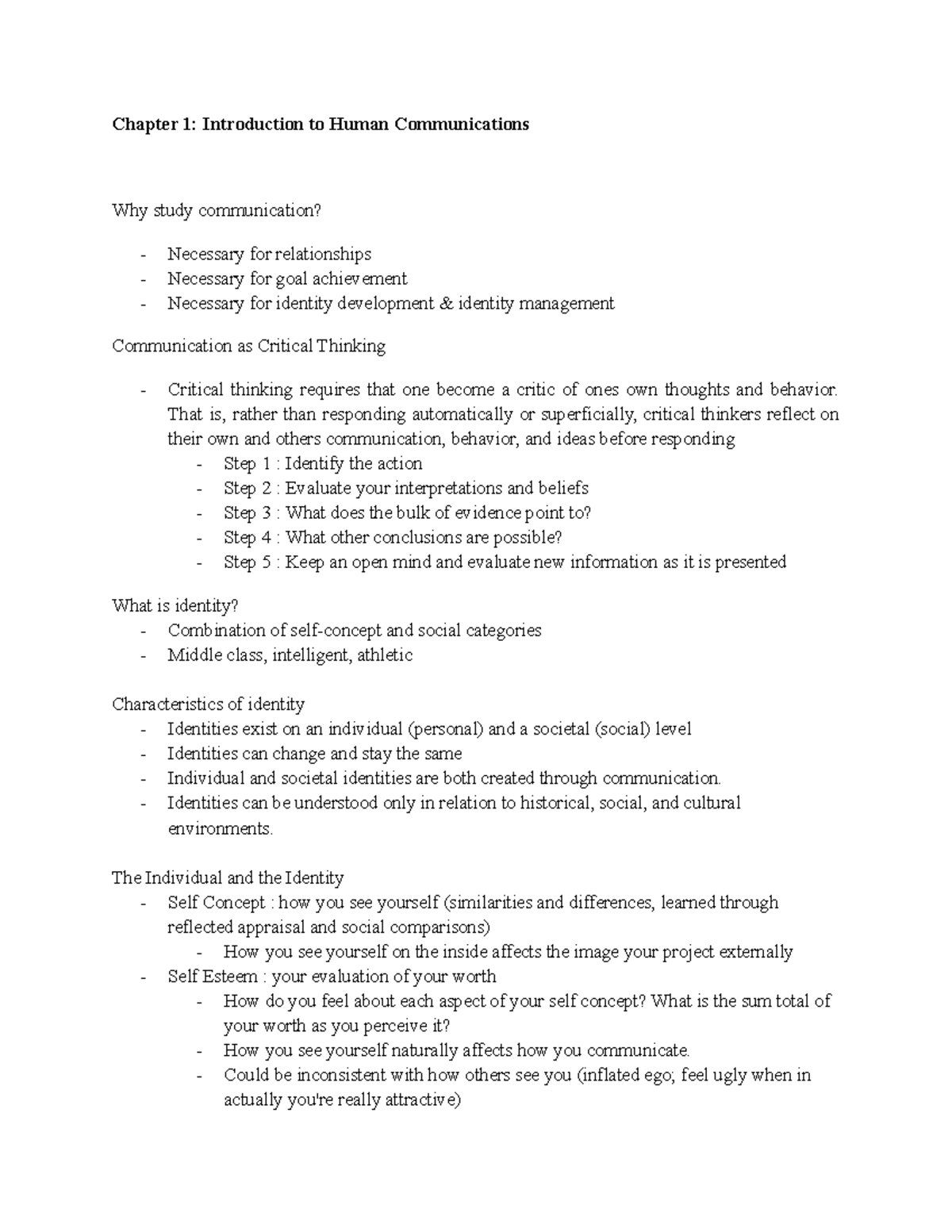 Chapter 1 Introduction To Human Communications - Chapter 1 ...