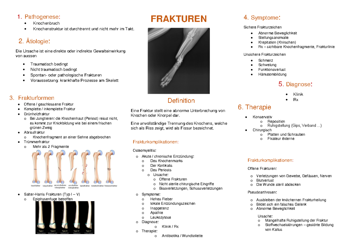 Zusammenfassungen Der Frakturen - FRAKTUREN 1. Pathogenese ...