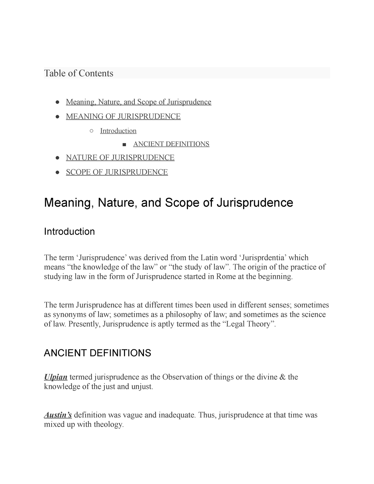 jurisprudence-hgttdesyuiojl-table-of-contents-meaning-nature-and