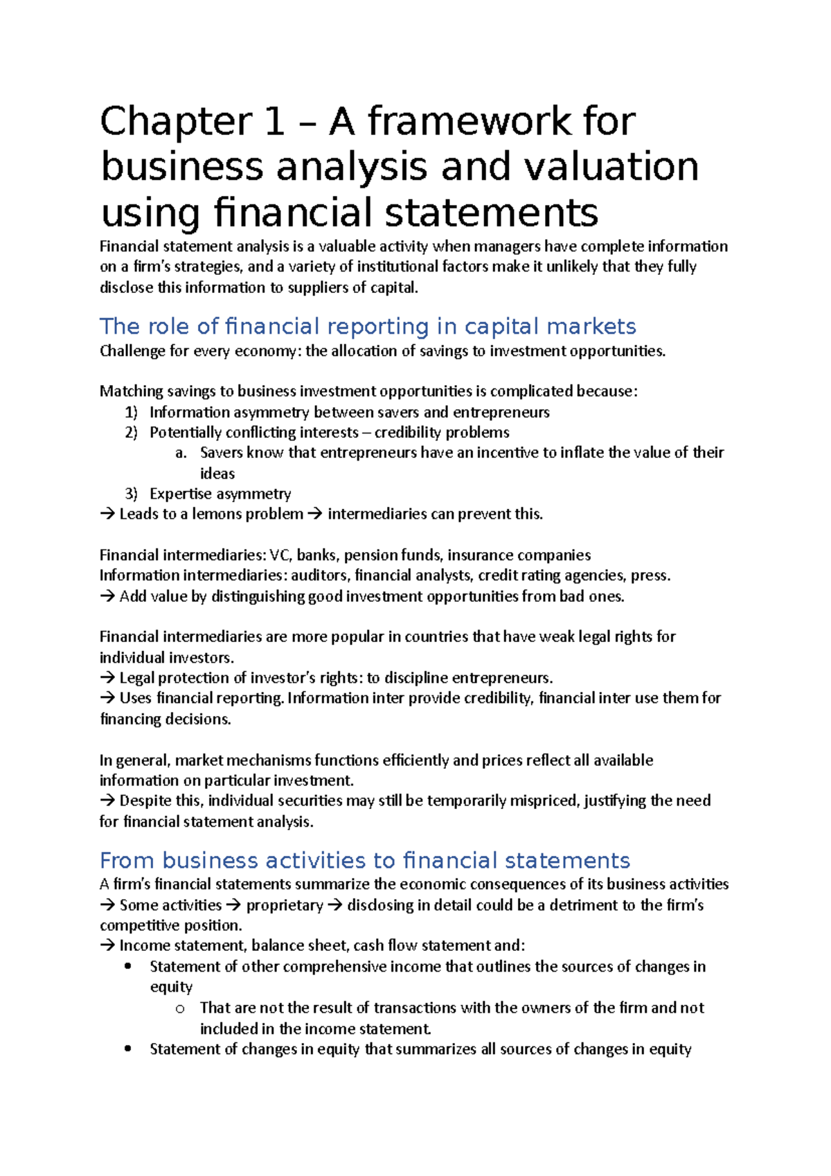 Chapter 1 – A Framework For Business Analysis And Valuation Using ...