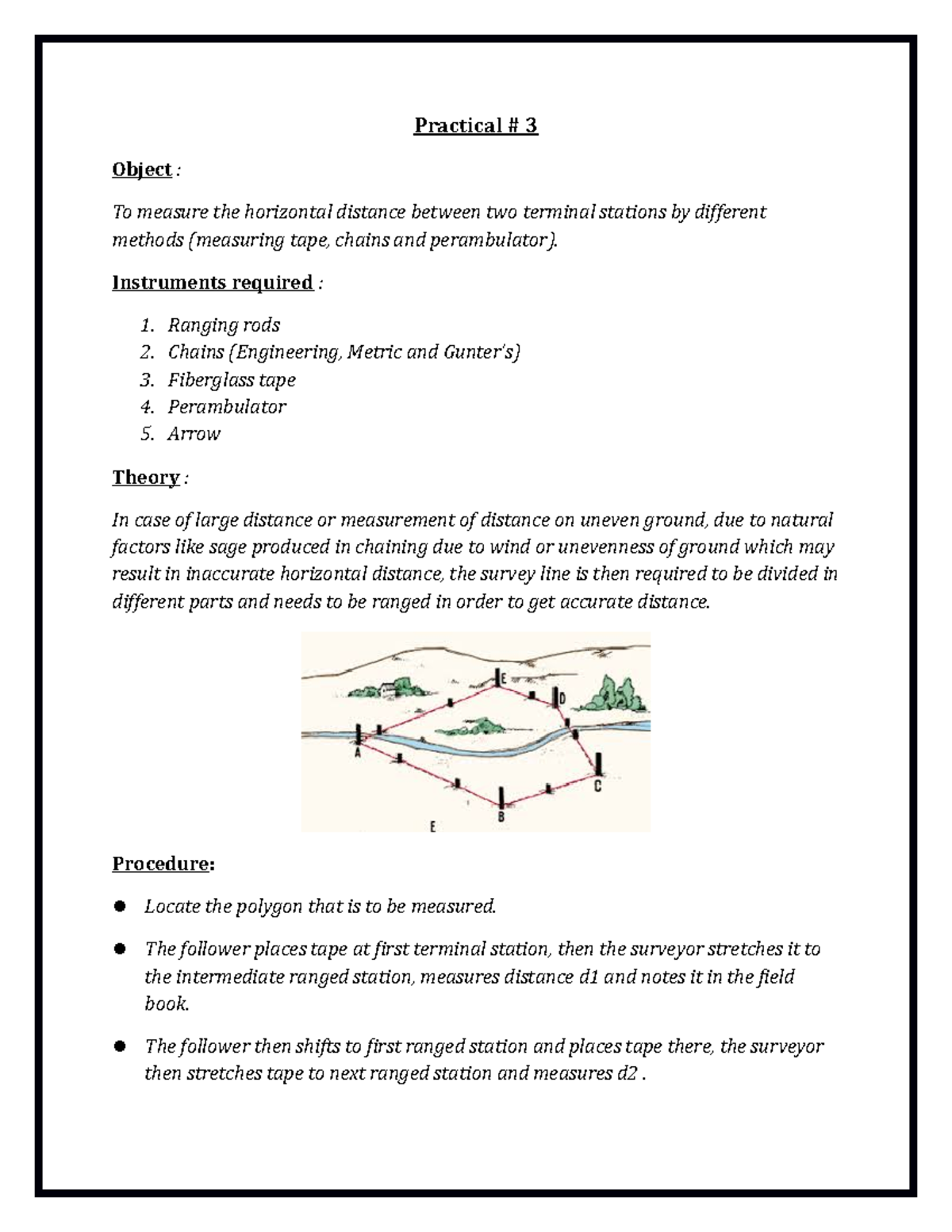 Practical 3 - Object is to measure the horizontal distance between two ...