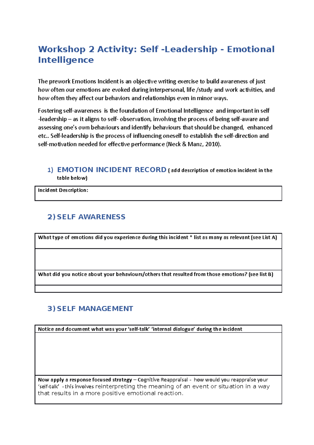 BUSS2000 W2 EI Activity Worksheet-2 - Workshop 2 Activity: Self ...