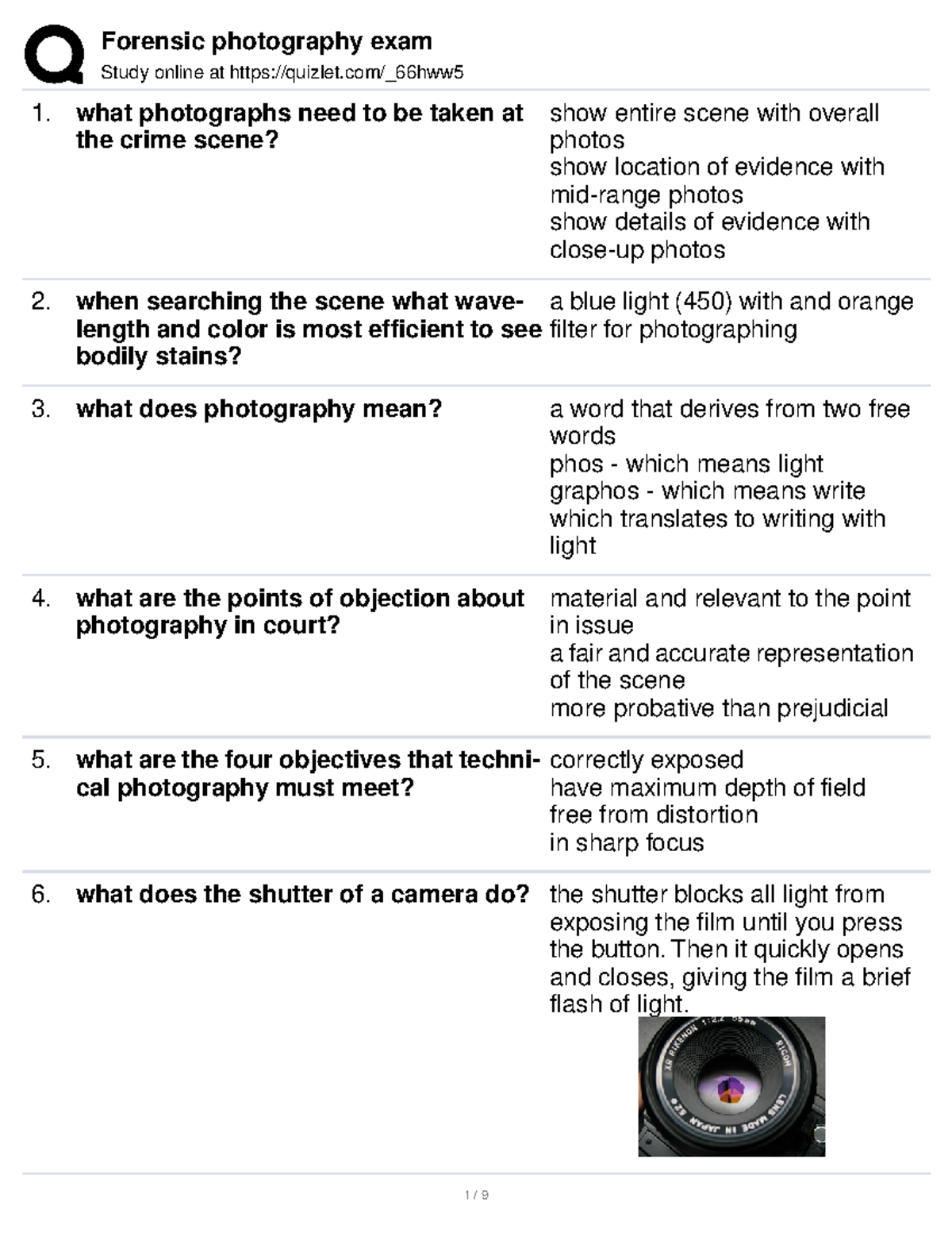 Forensic science study guide 1 Study online at quizlet/_66hww what