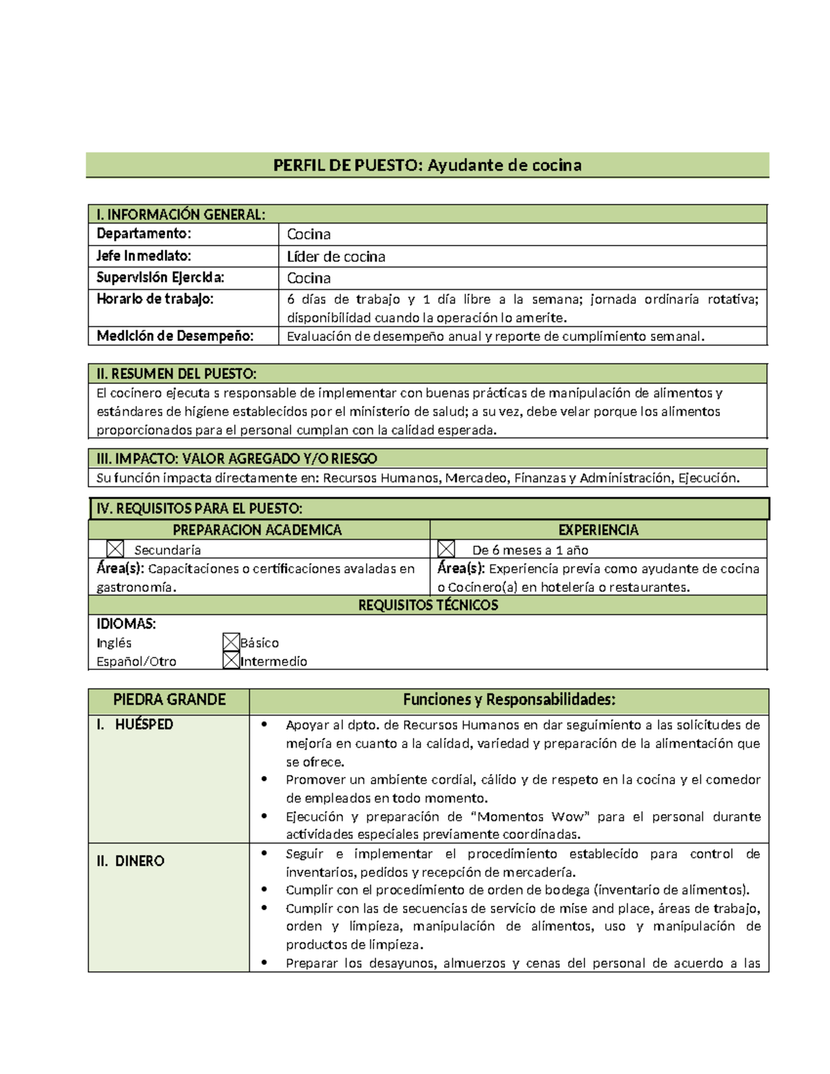 477751336 Perfil Ayudante de cocina - PERFIL DE PUESTO: Ayudante de ...