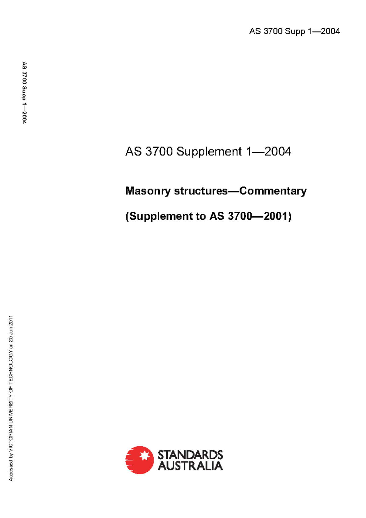 AS 3700 S1-2004 - as 3700 - AS 3700 Supplement 1— Masonry structures ...