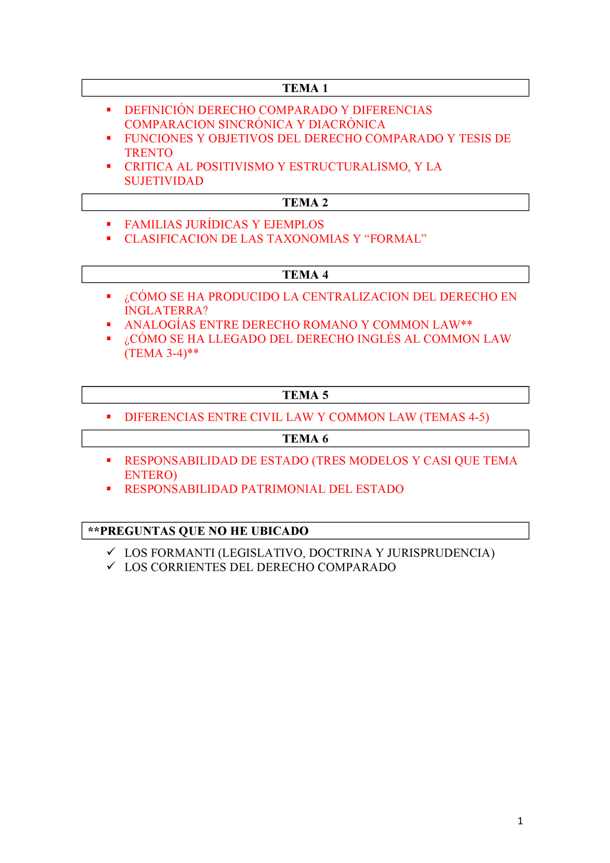 Preguntas Derecho Comparado + Cuadro - TEMA 1 § DEFINICIÓN DERECHO ...