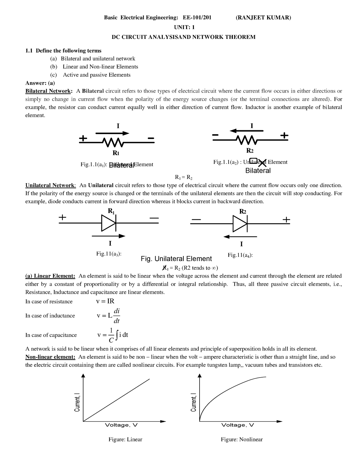 UNIT-1 Basic Electrical Engineering 2023 - Basic Electrical Engineering ...