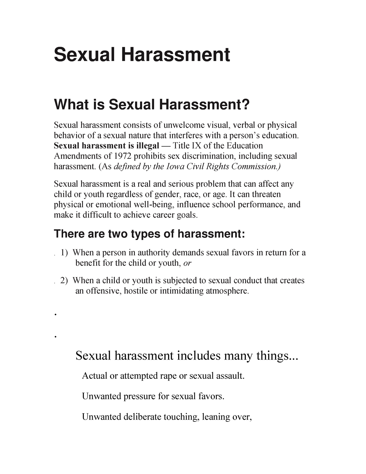 Sexual-Harassment - Sexual Harassment What Is Sexual Harassment? Sexual ...