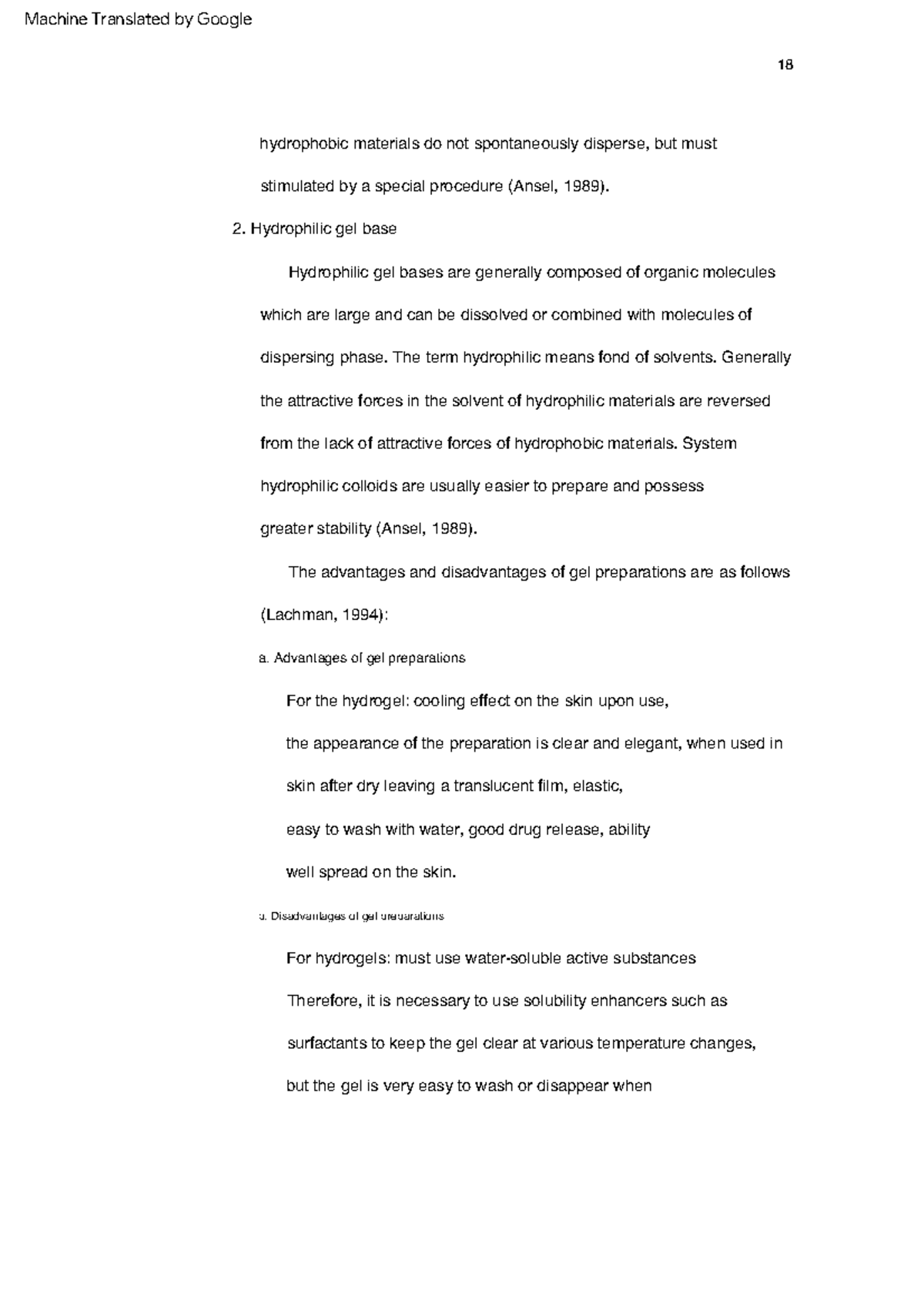 Biological453 Hydrophilic gel bases are generally composed of