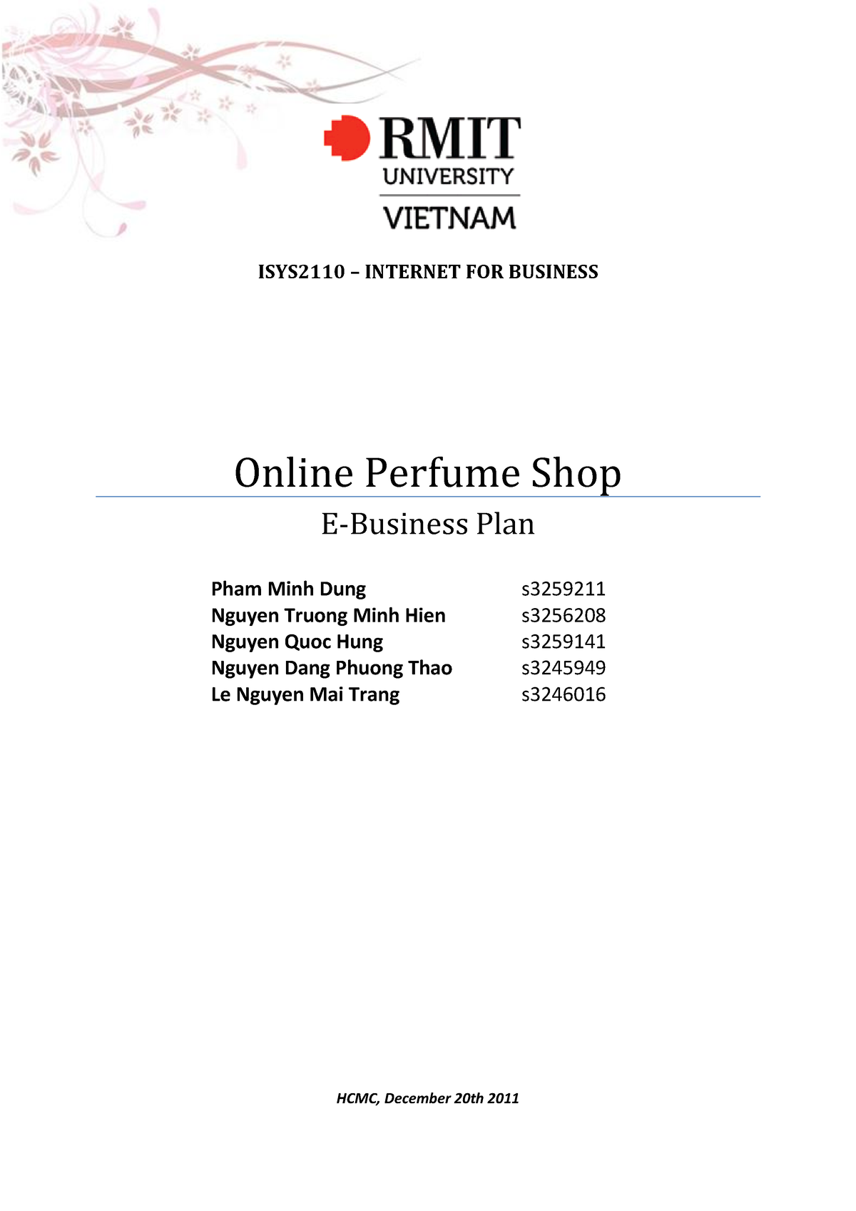 online perfume shop business plan