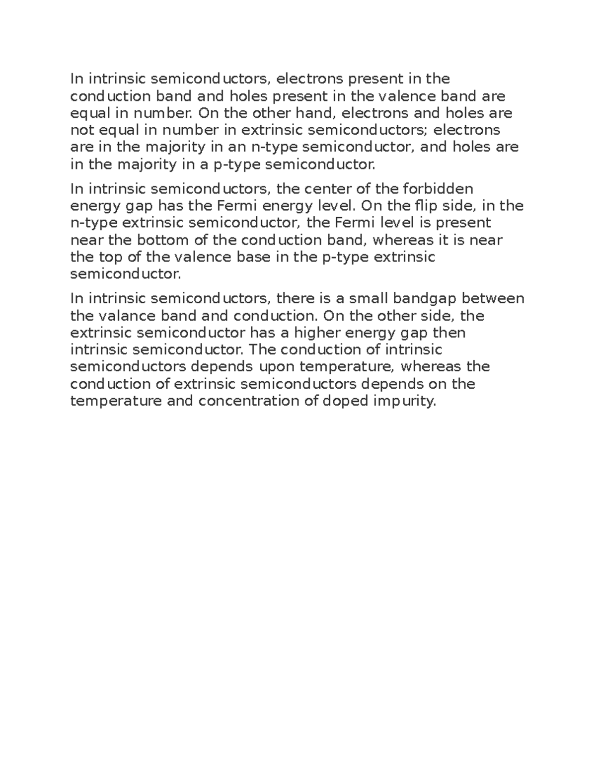 In Intrinsic Semiconductors Are In Intrinsic Semiconductors