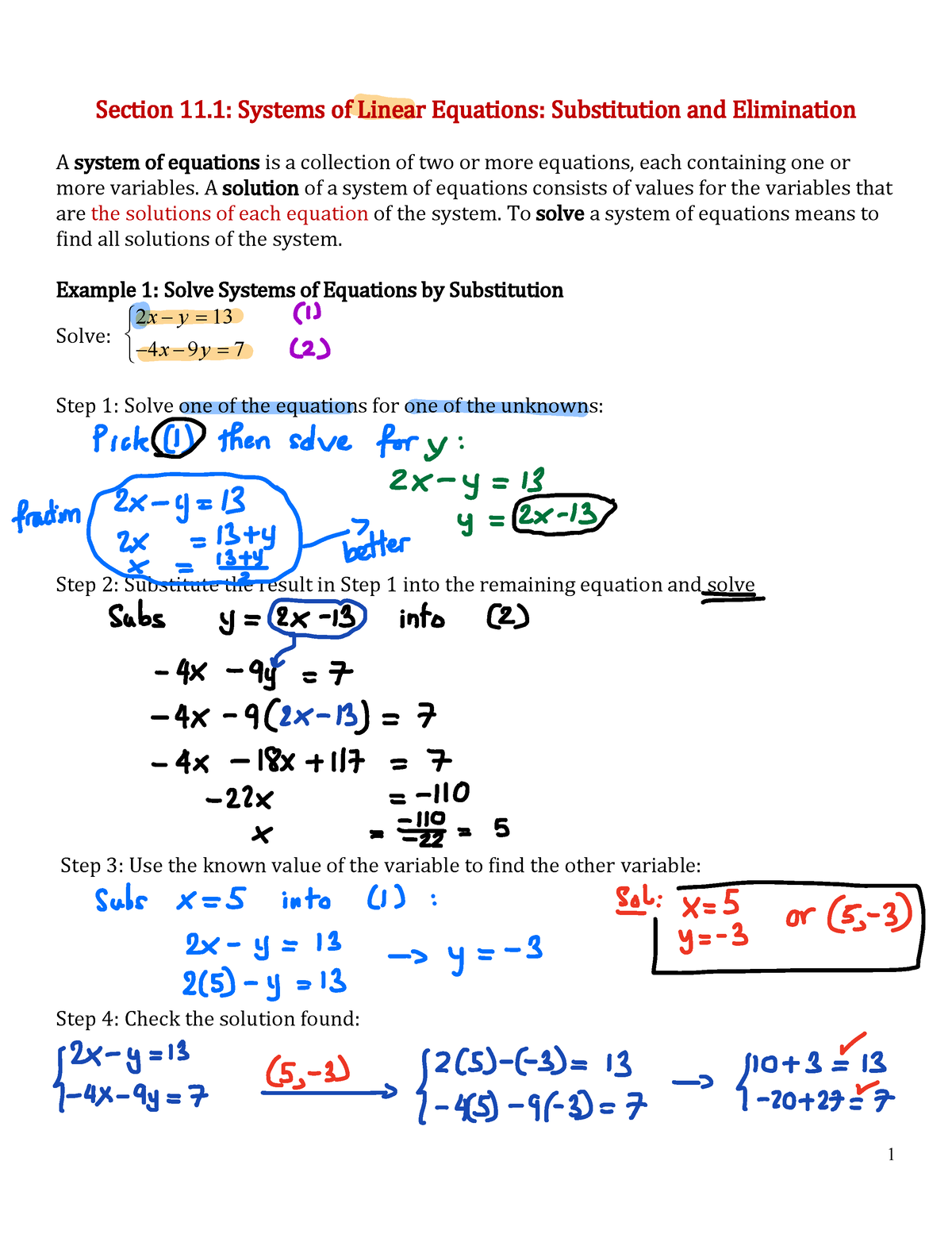 Section 1 - Chapter 11.1 Lecture Notes - 1 Section 11 .1: Systems Of ...