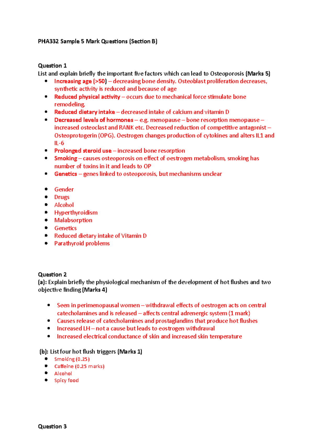 PHA332 Sample 5 Mark Questions - PHA332 Sample 5 Mark Questions ...