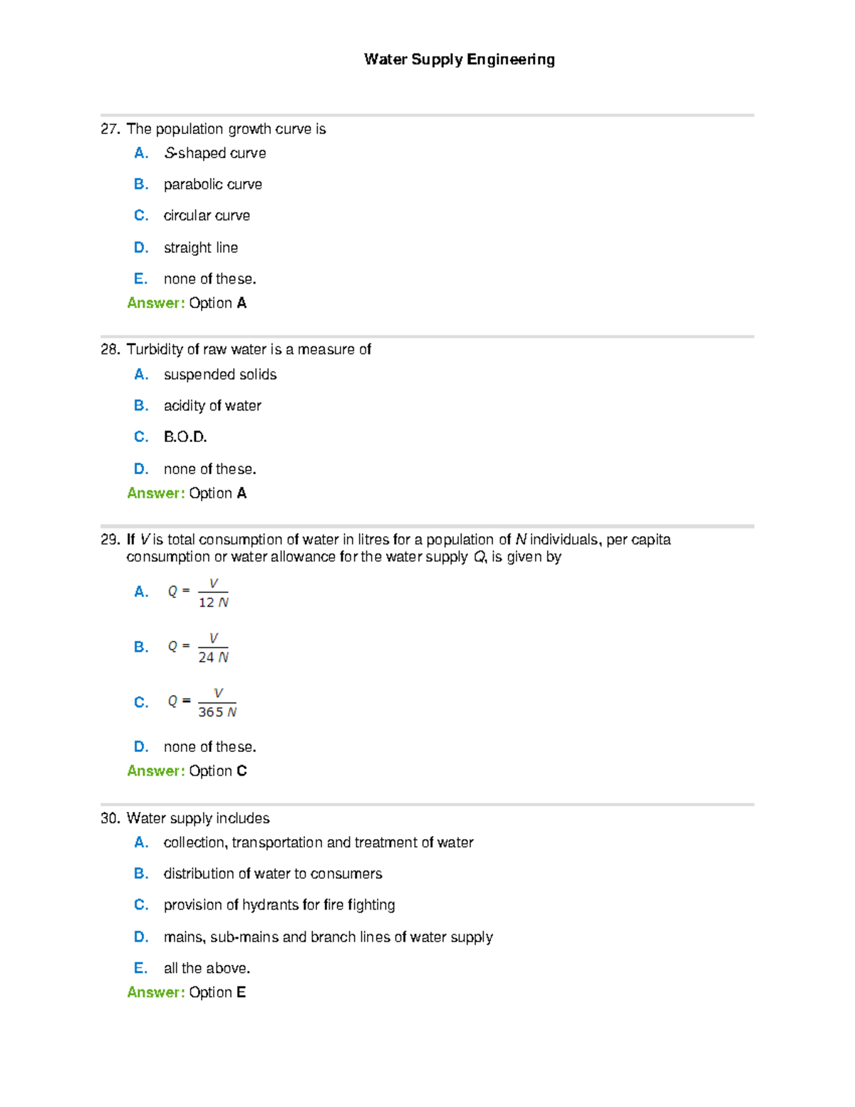 3 water supply engineering Important 2 mark questions - 27. The ...