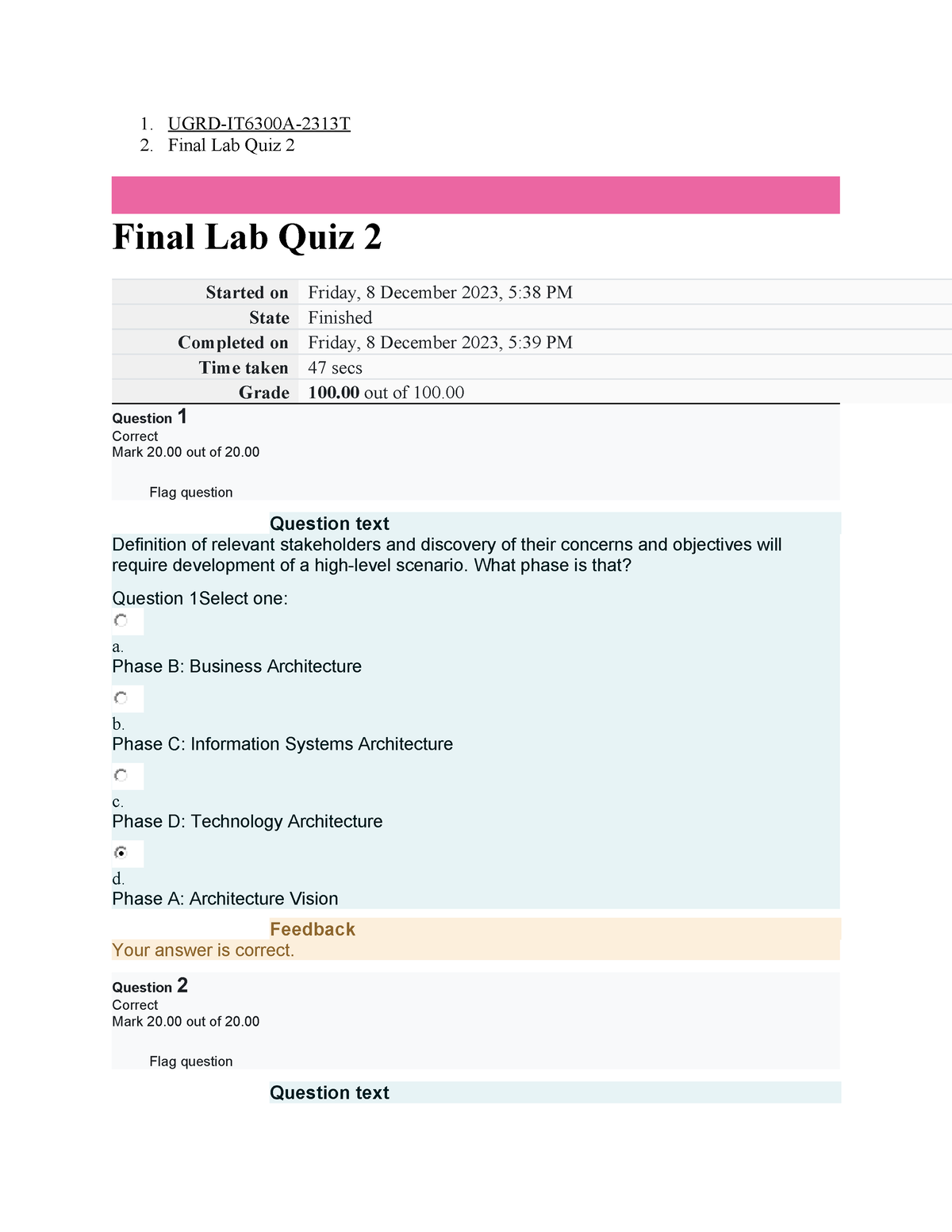 UGRD-IT6300A Information Assurance And Security 1 Final Lab Quiz 2 - 1 ...