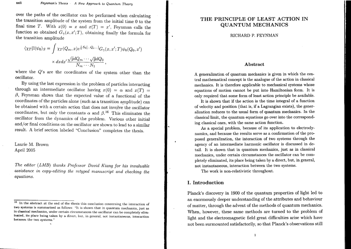 phd thesis of richard feynman