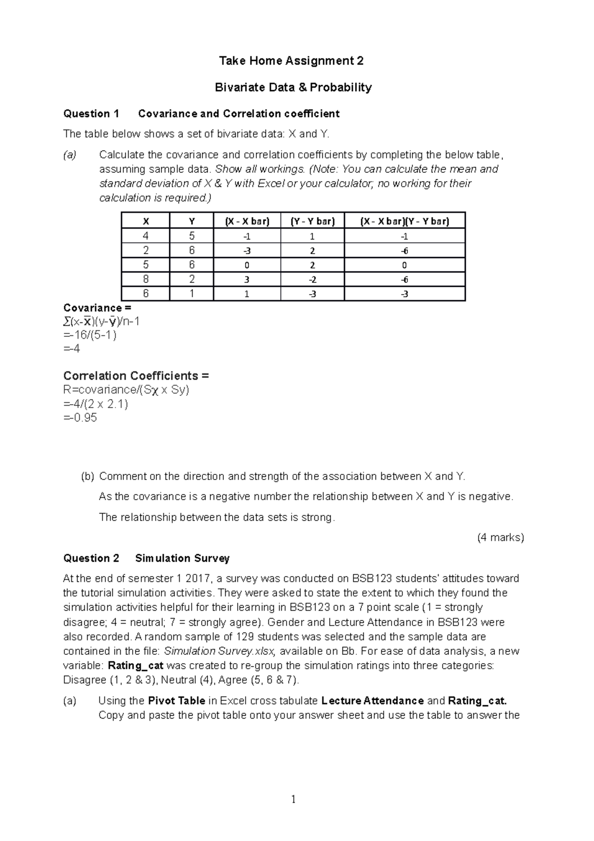 Data Analysis THA 2 - THA 2 - 8/7 - Take Home Assignment 2 Bivariate ...