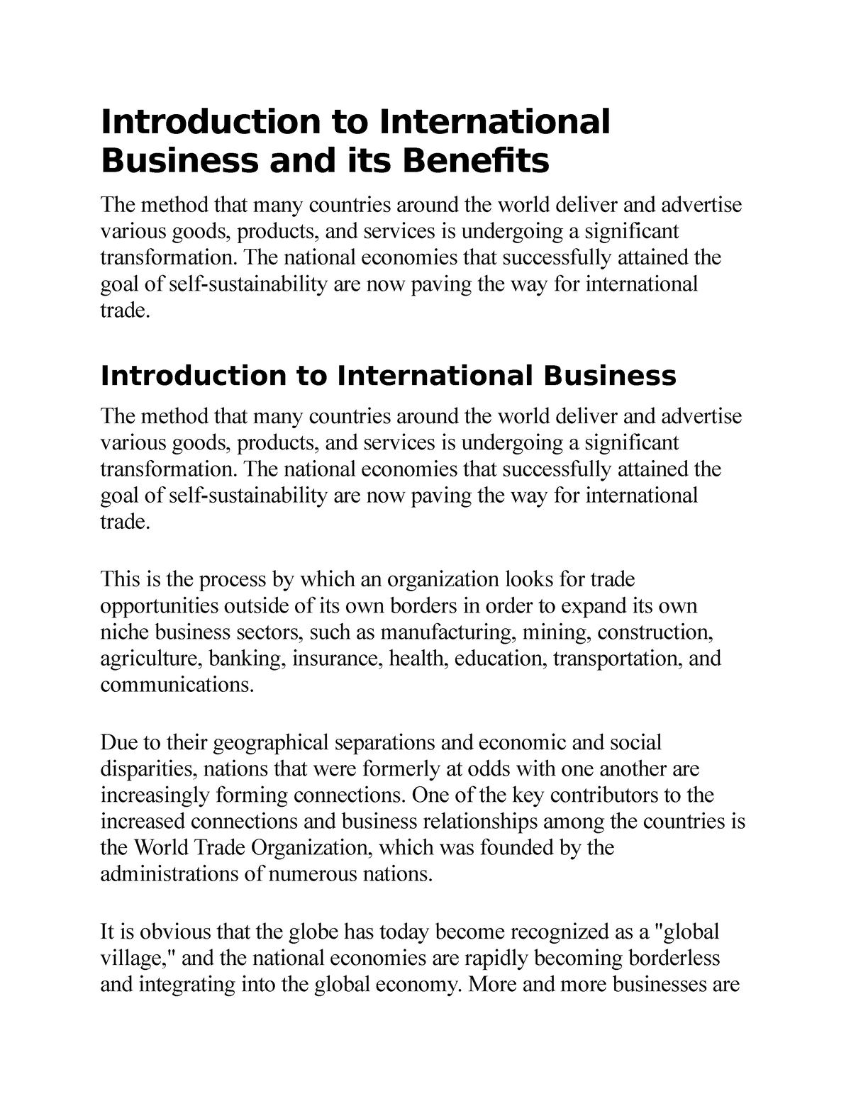 Introduction To International Business And Its Benefits - Introduction ...