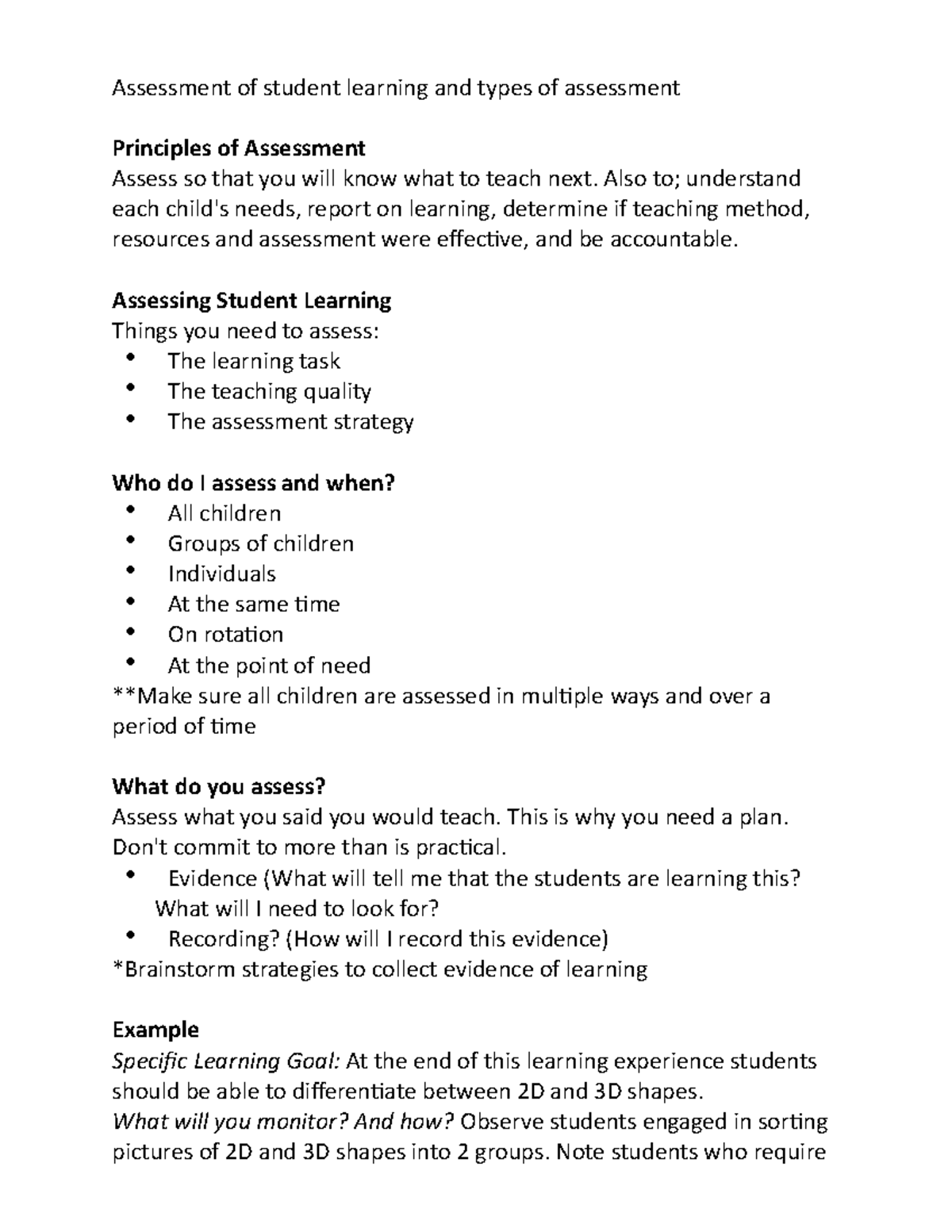 PPA2360 week 4 - Lecture notes 4 - Assessment of student learning and ...