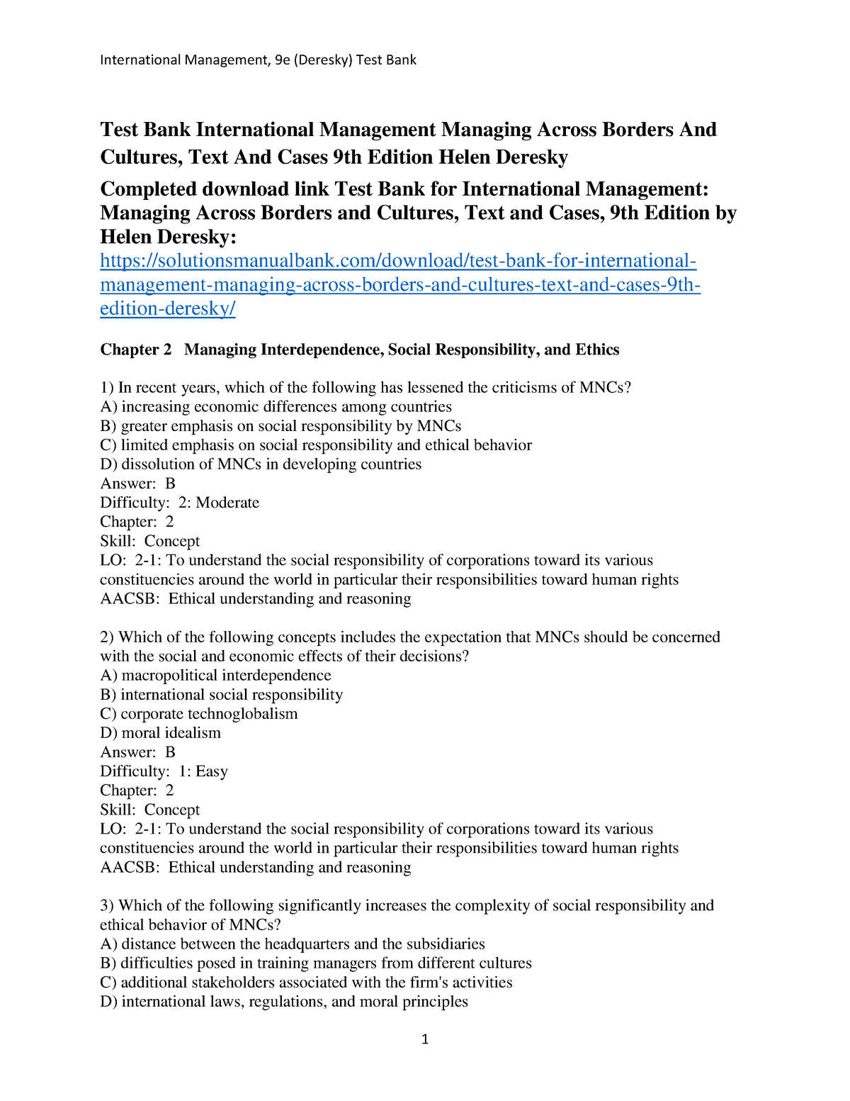 Chapter 2 Test Bank Of International Management - Test Bank ...