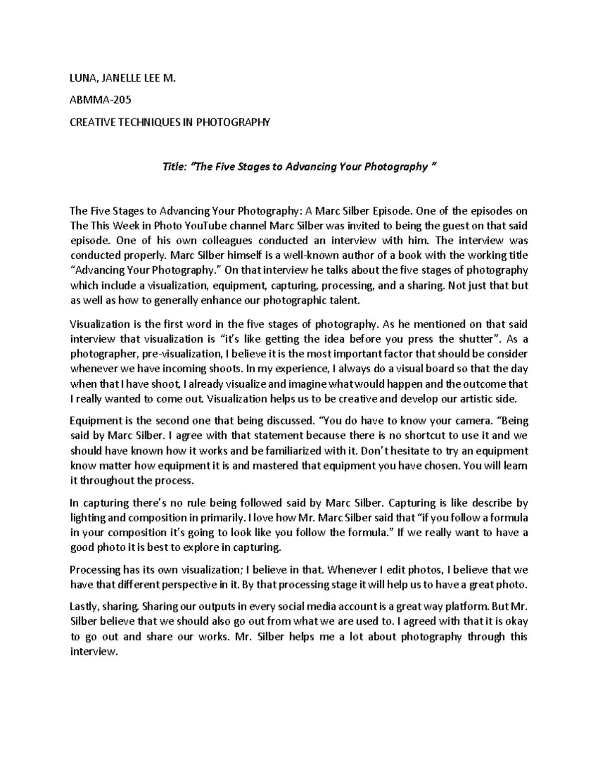2022and Five Stages Of Photography Luna Janelle - LUNA, JANELLE LEE M ...