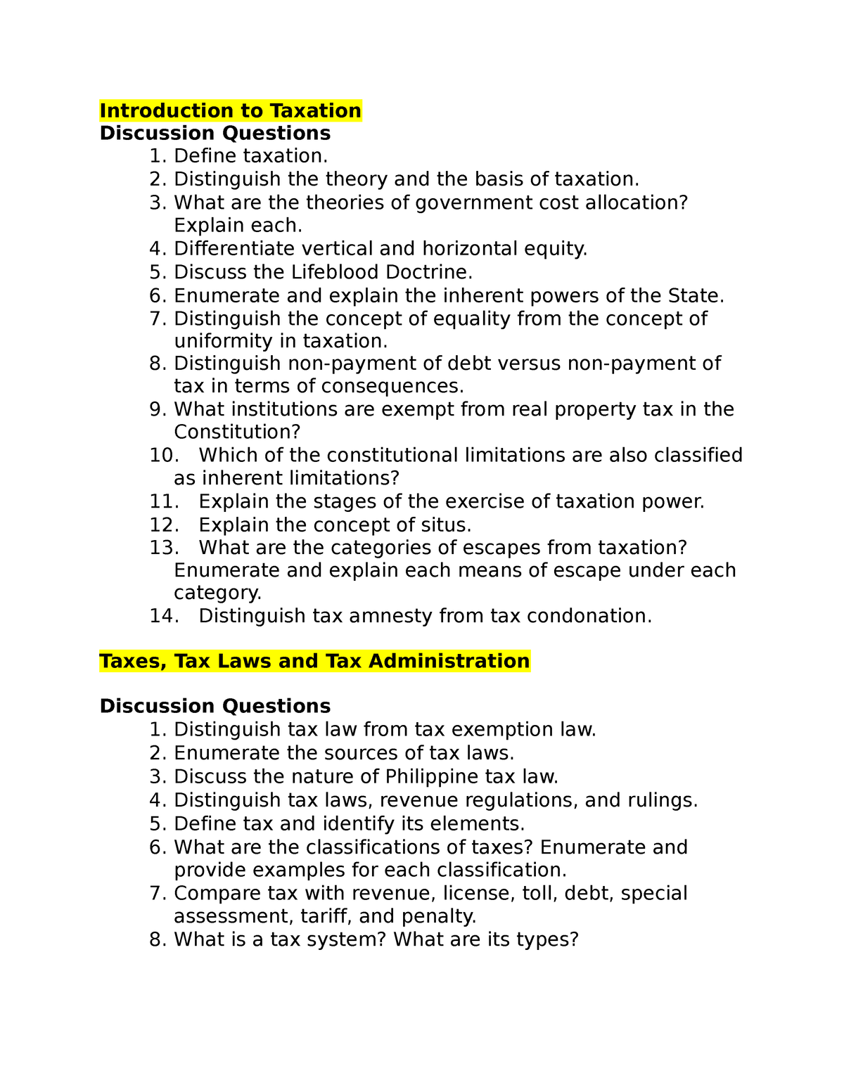 taxation assignment