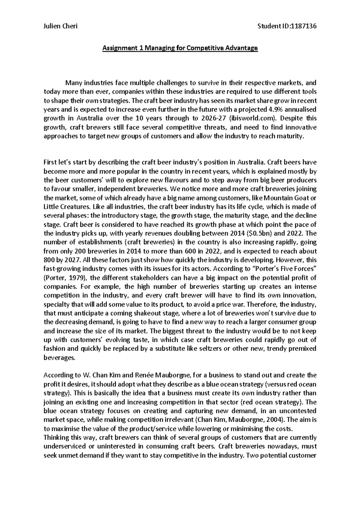 MCA-Essay - MCA essay good for referance - Julien Cheri Student ID ...