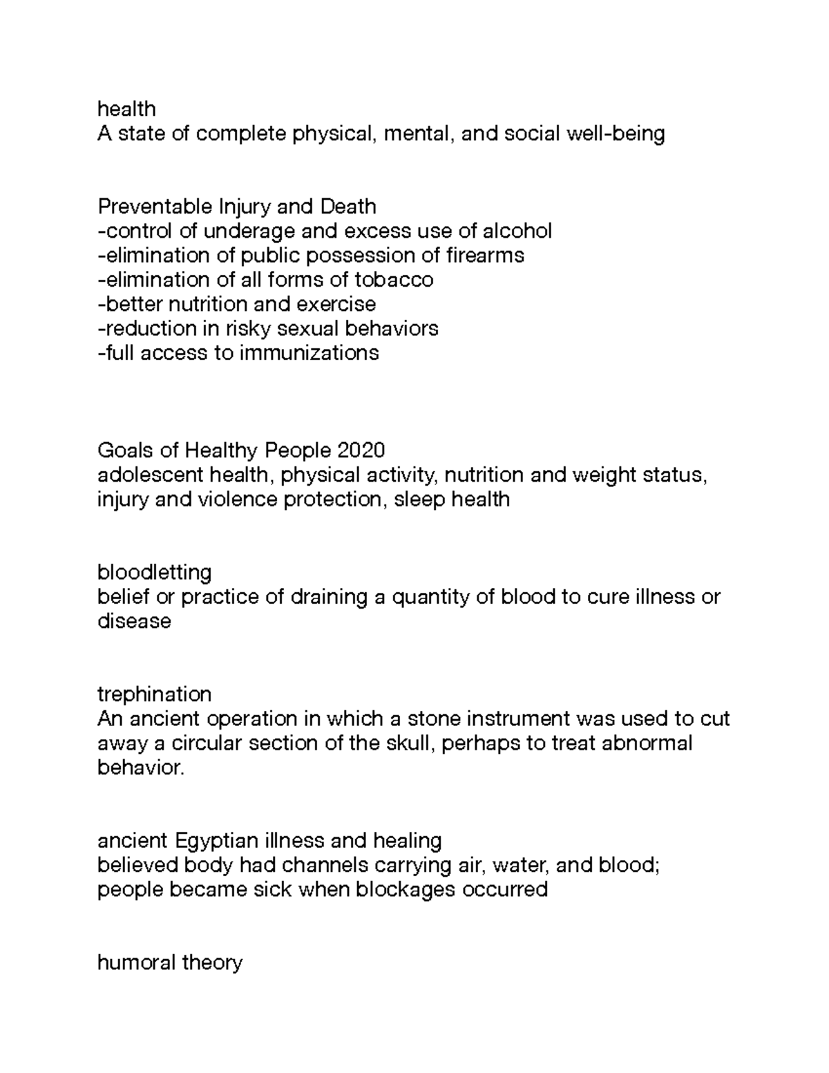 Bbh 101 Final Exam 2 - Health A State Of Complete Physical, Mental, And ...