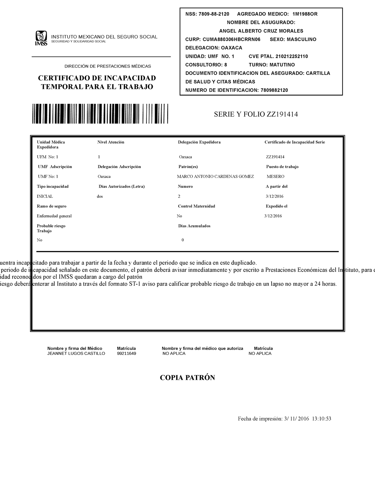 Formato-incapacidad-imss-editable-word - A Partir De La Fecha Y Durante ...