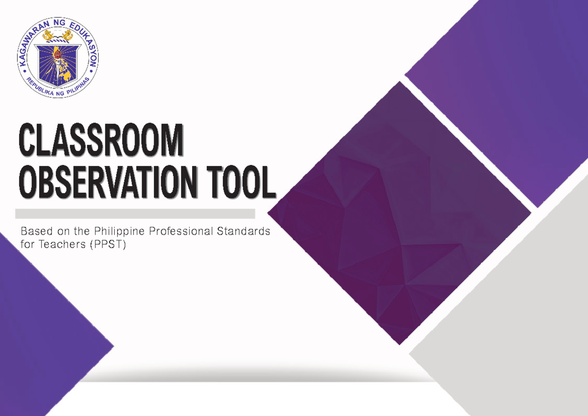 Cot Class Observation Classroom Observation Tool Based On The Philippine Professional