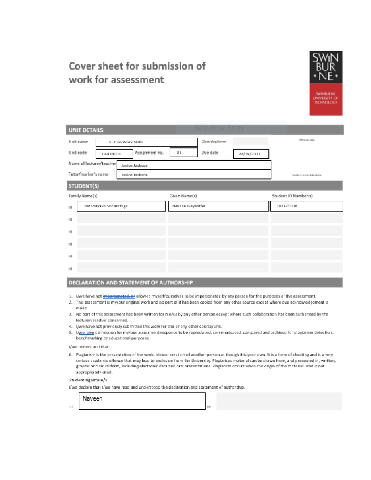 Assignment 1 Swinburne University Of Technology Sdfcws Professional Reflection I Believe We Assignment 1 Swinburne University Of Technology Sdfcws Professional Reflection I Believe We