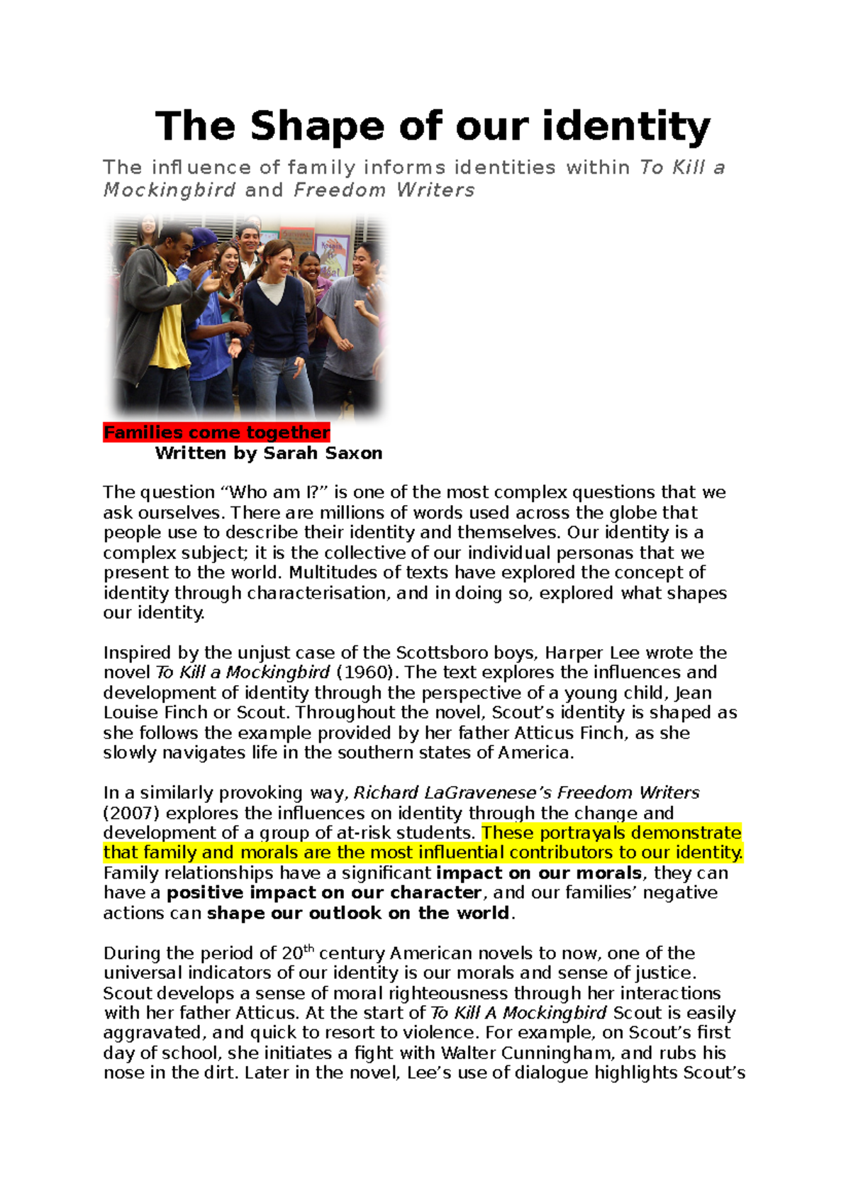 The Impact of Family on Identity - The Shape of our identity The infl ...