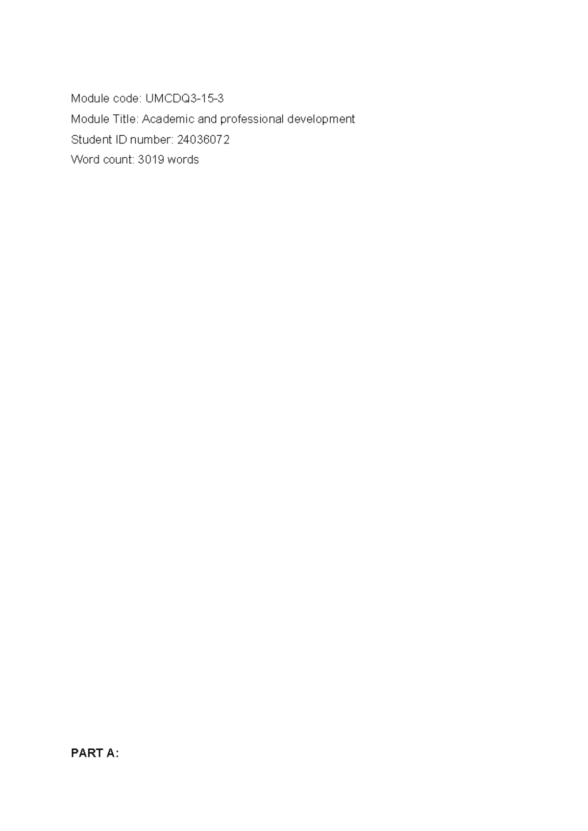 APD Component B - Just a assignment for reference - Module code: UMCDQ3 ...