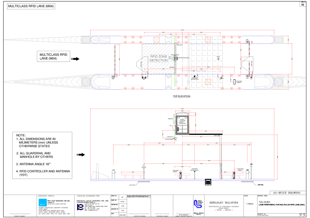 014 - CCK - toll plaza drawing - MULTICLASS RFID LANE (M04) 24000 5800 ...