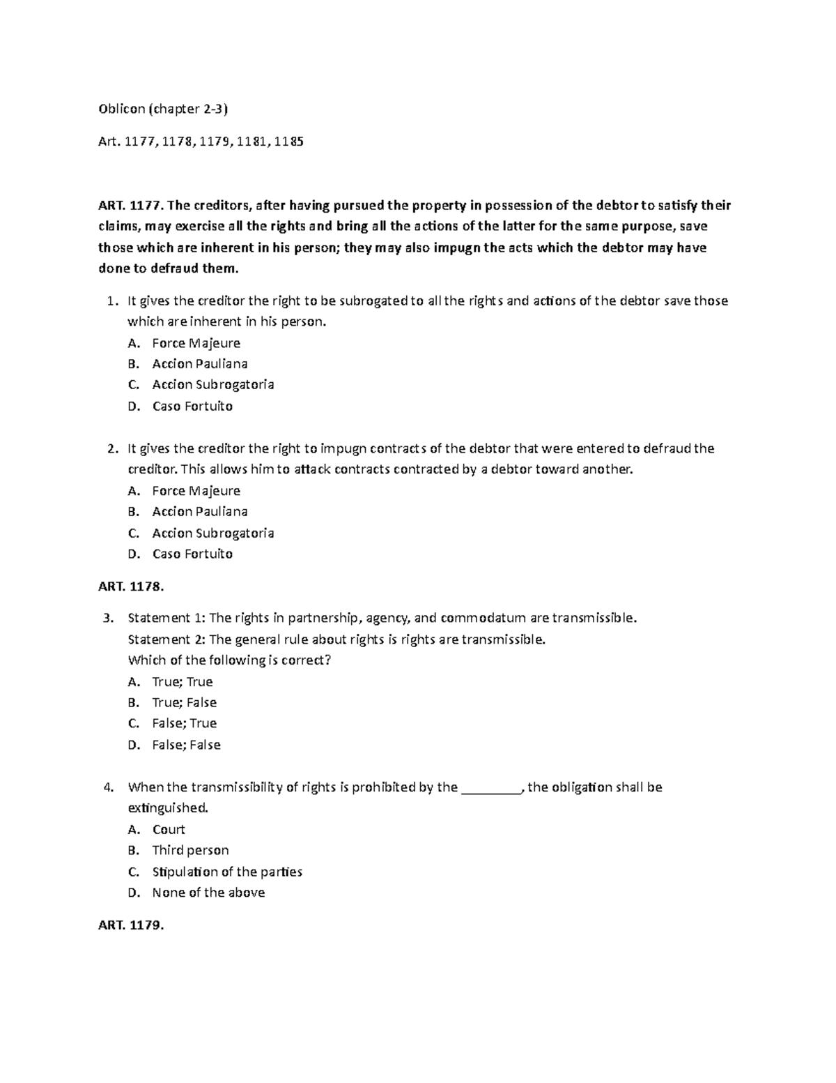 Oblicon (chapter 2-3) Multiple Choice Questions - Oblicon (chapter 2-3 ...