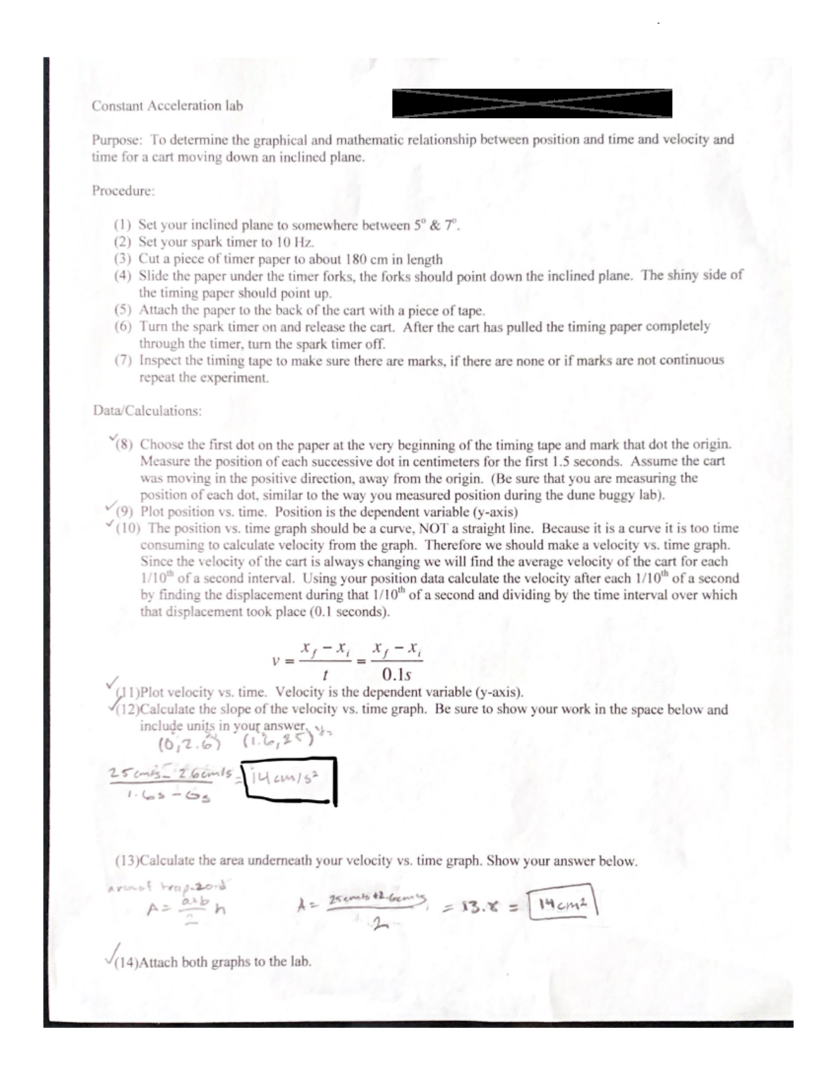 Constant Acceleration Lab - PHYS P201 - Studocu