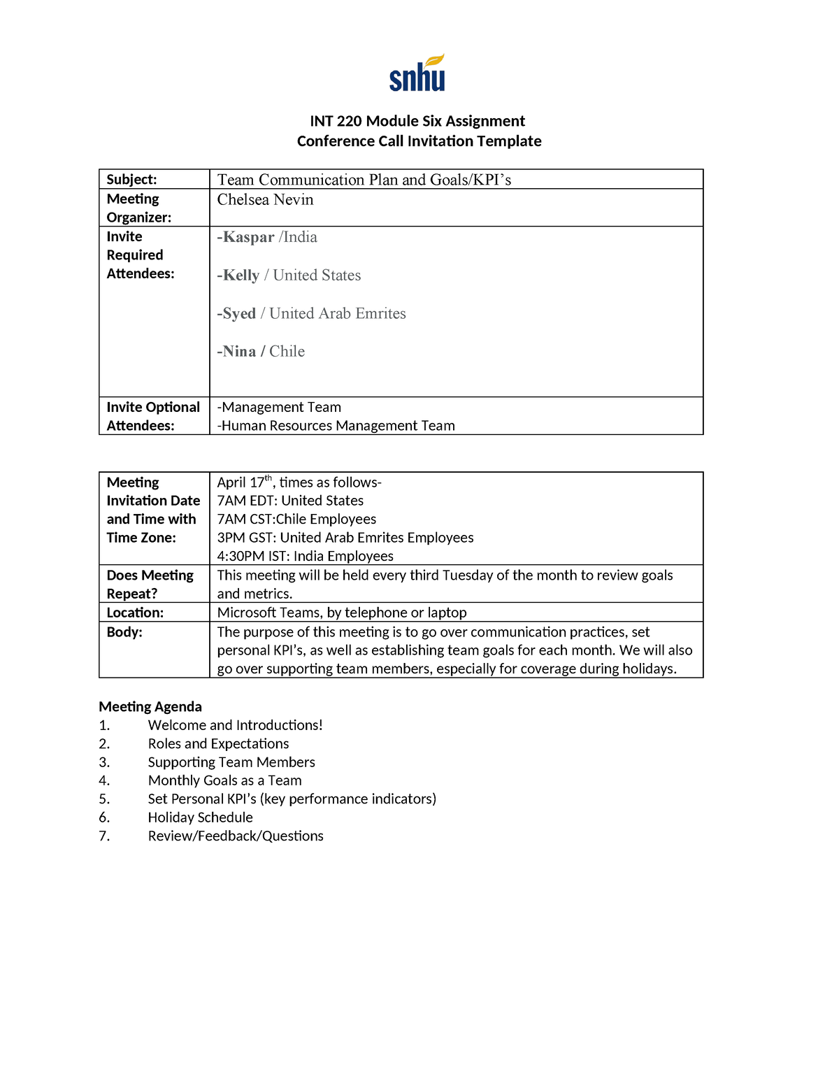 INT 220 Conference Call Invitation Template - INT 220 Module Six ...