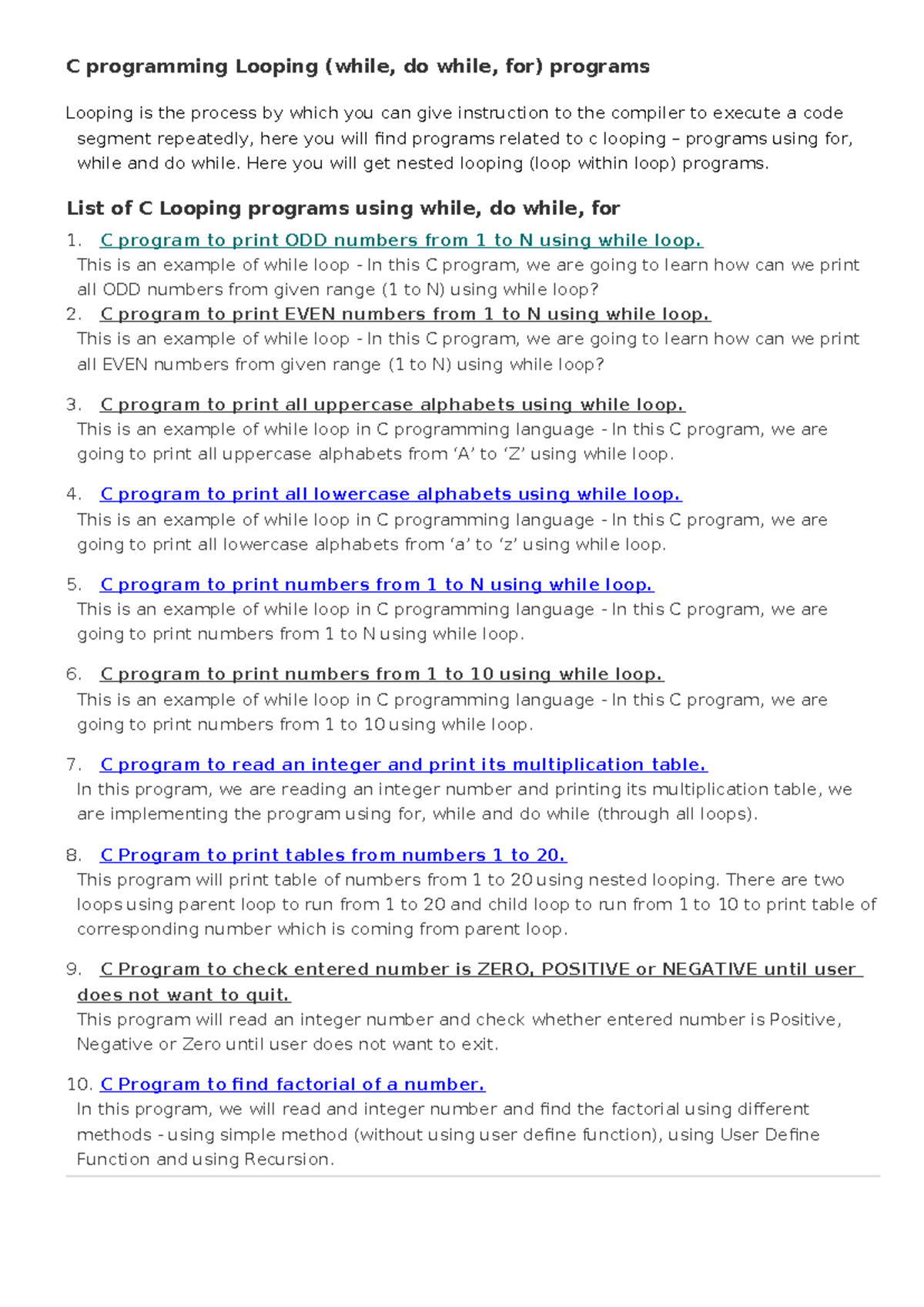 C programming Looping - C prog. Short notes and questions - C ...